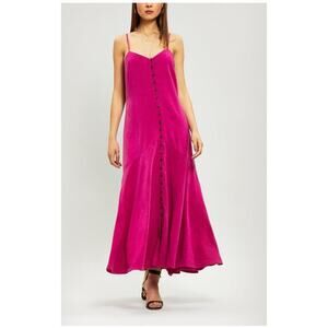 Mara Hoffman Diana Maxi Dress in Hot Pink Button Down Size Large